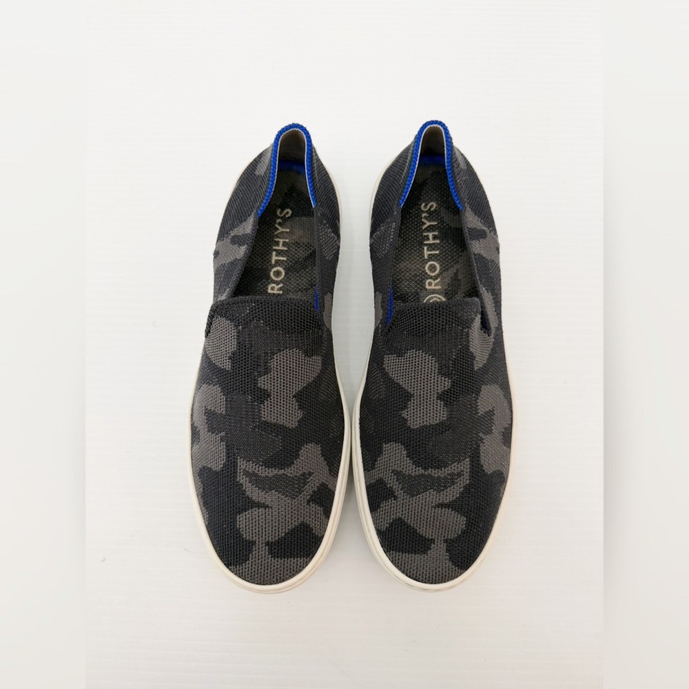 Rothy’s The Original Slip On Sneaker Shoe Grey Camo Gray Camouflage Retired - 8